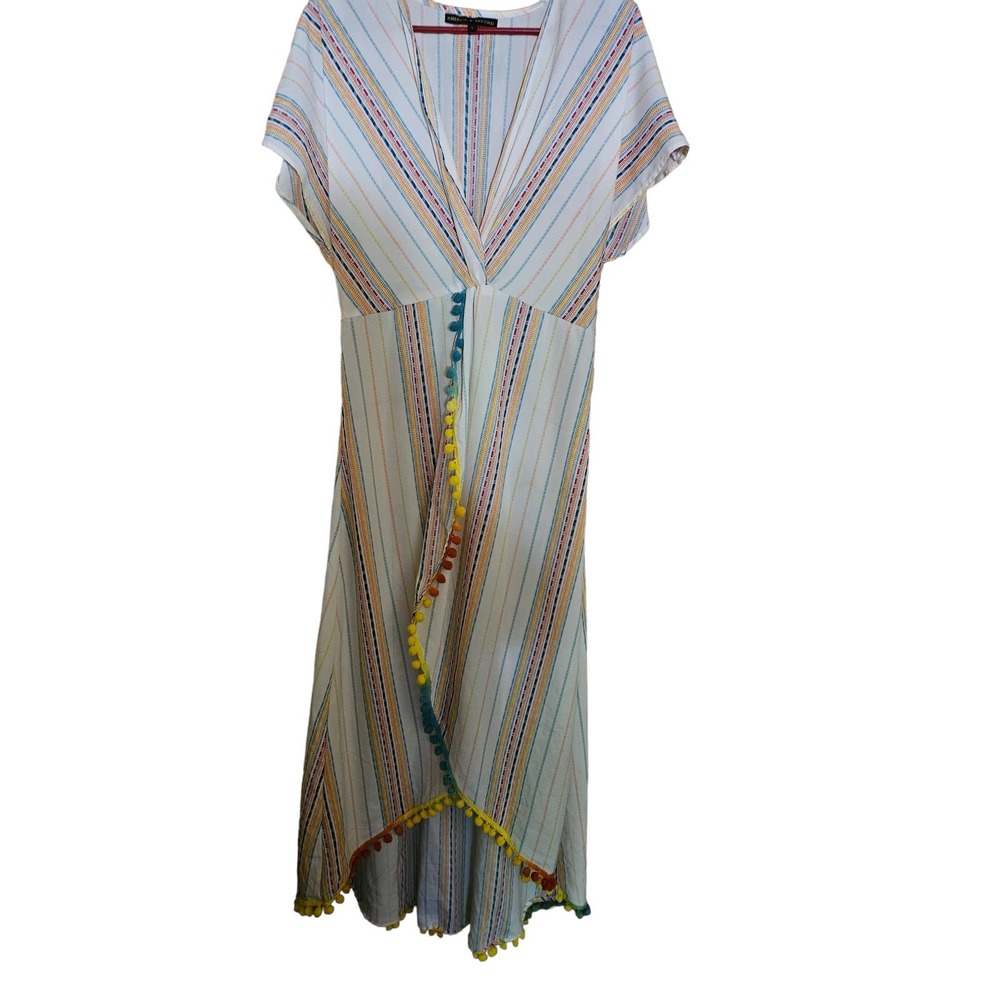 America and Beyond Rainbow Striped Maxi Dress  Size Large